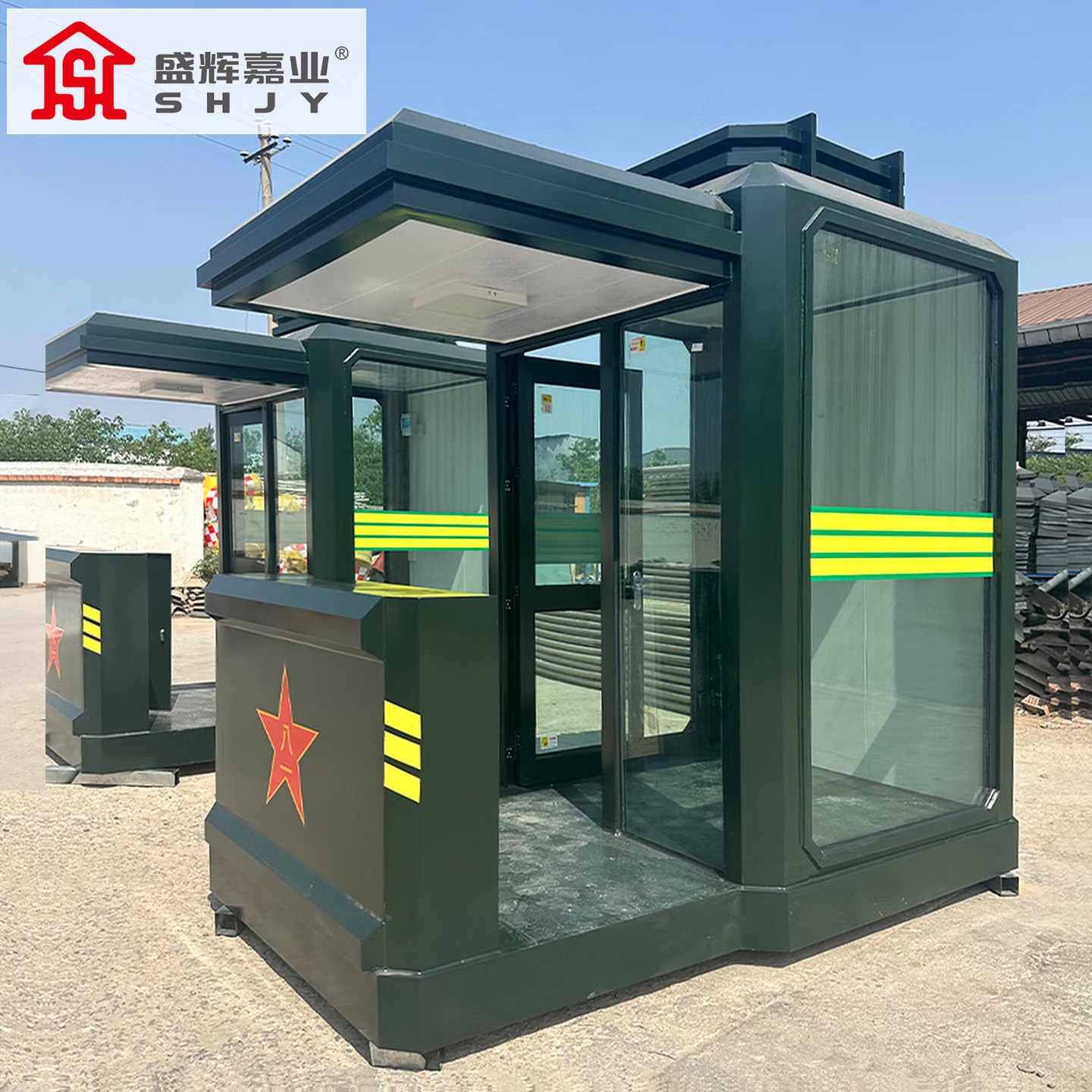 盛辉嘉业 防弹岗亭户外可移动形象站岗岗台哨位岗楼军绿色门卫室高清大图