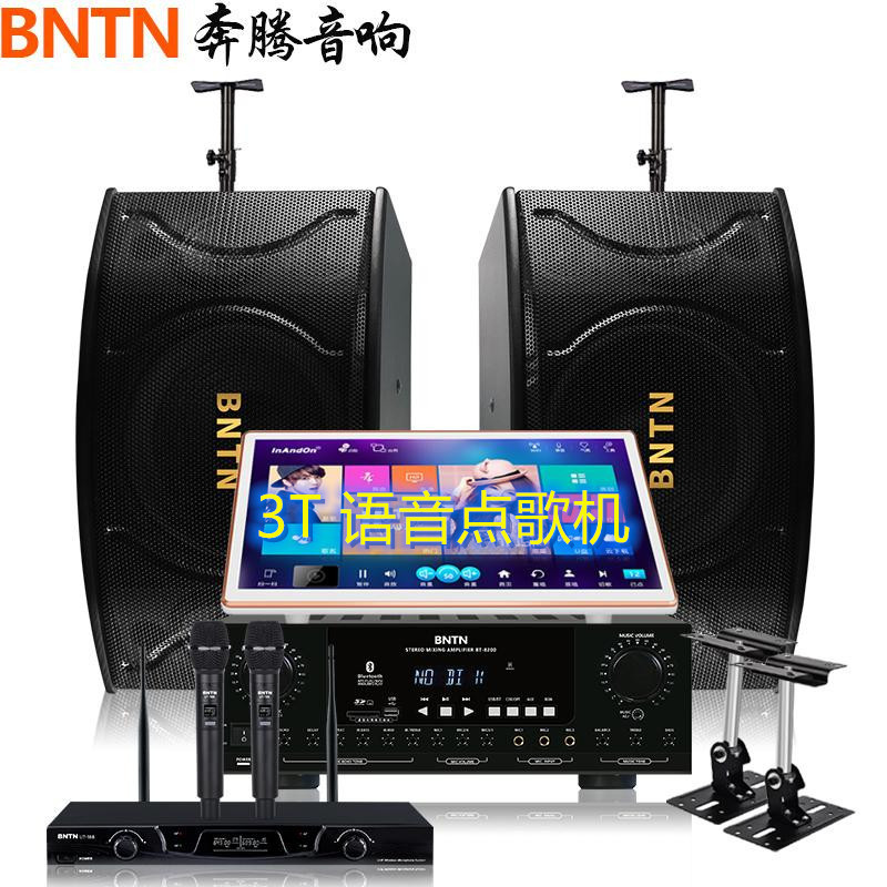 奔腾(BNTN)家庭音响KTV唱歌全套套装 家用客厅语音智能3T便携式点歌机卡拉OK功放8200配12三分频五单元音箱