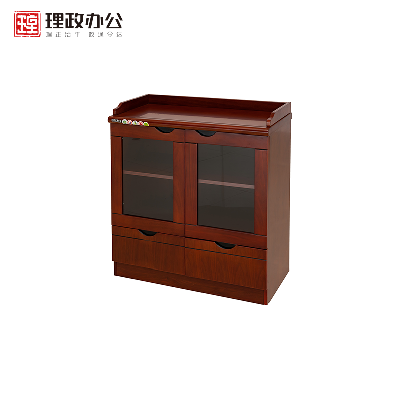[理政]油漆茶水柜 现代中式实木皮矮柜 餐边柜储物柜高清大图