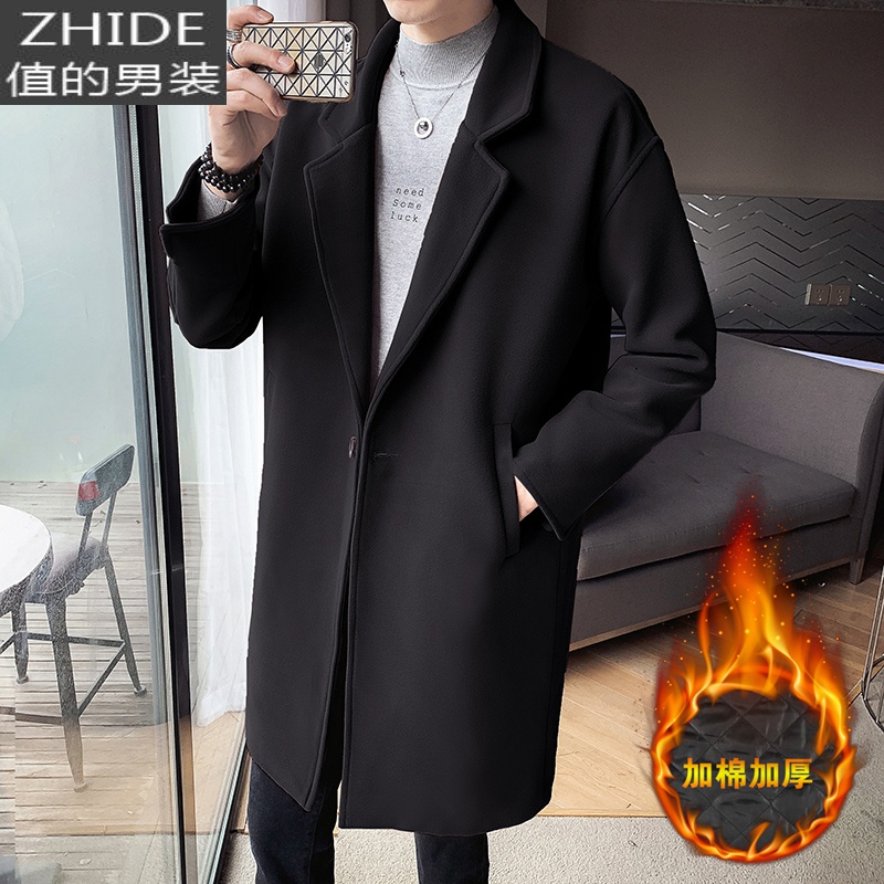 SUNTEK2020秋冬季新款男士中长款毛呢大衣宽松帅气呢子加厚韩风外套风衣风衣高清大图