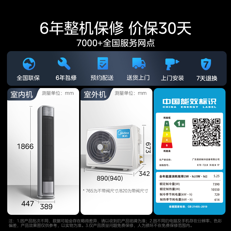 美的(Midea)空调柜机全面风Pro大3匹新一级能效变频冷暖立式柜机AI智能会唱歌的空调KFR-72LW/N8QM1P