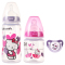 NUK150ML/300ML宽口PP彩色Hello Kitty印花奶瓶及安抚奶嘴组合装(带初生型硅胶中圆孔奶嘴及安抚奶嘴