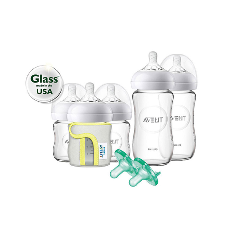 新安怡(Avent)自然系列宽口径玻璃奶瓶礼物套装(125ml 3个、240ml 2个)