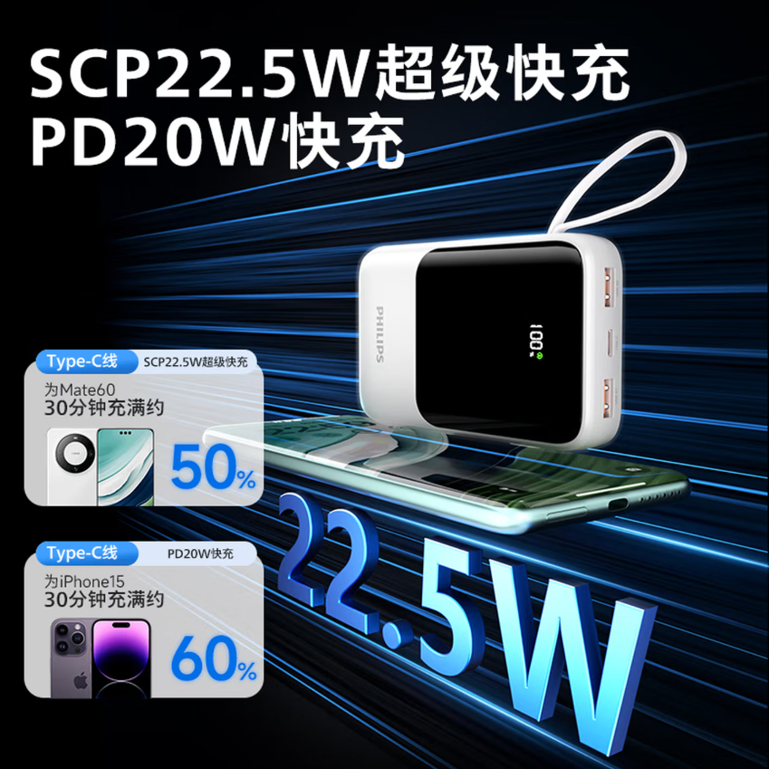 飞利浦(PHILIPS)移动电 源DLP2224 20000毫安高清大图