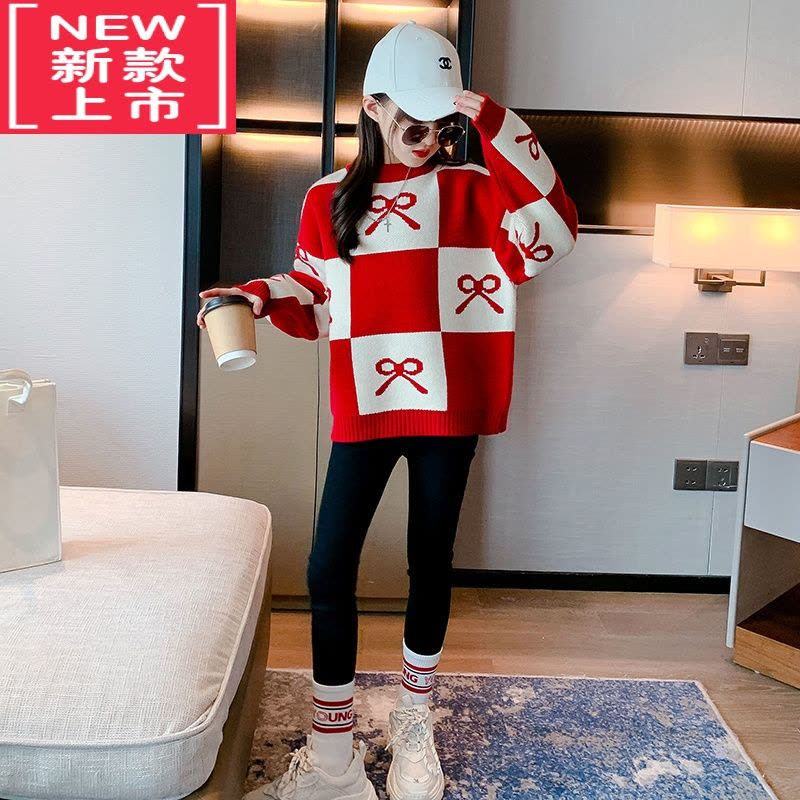 可莉允女童毛衣冬装2022新款洋气女孩儿童套头针织衫中大童秋冬时髦上衣图片