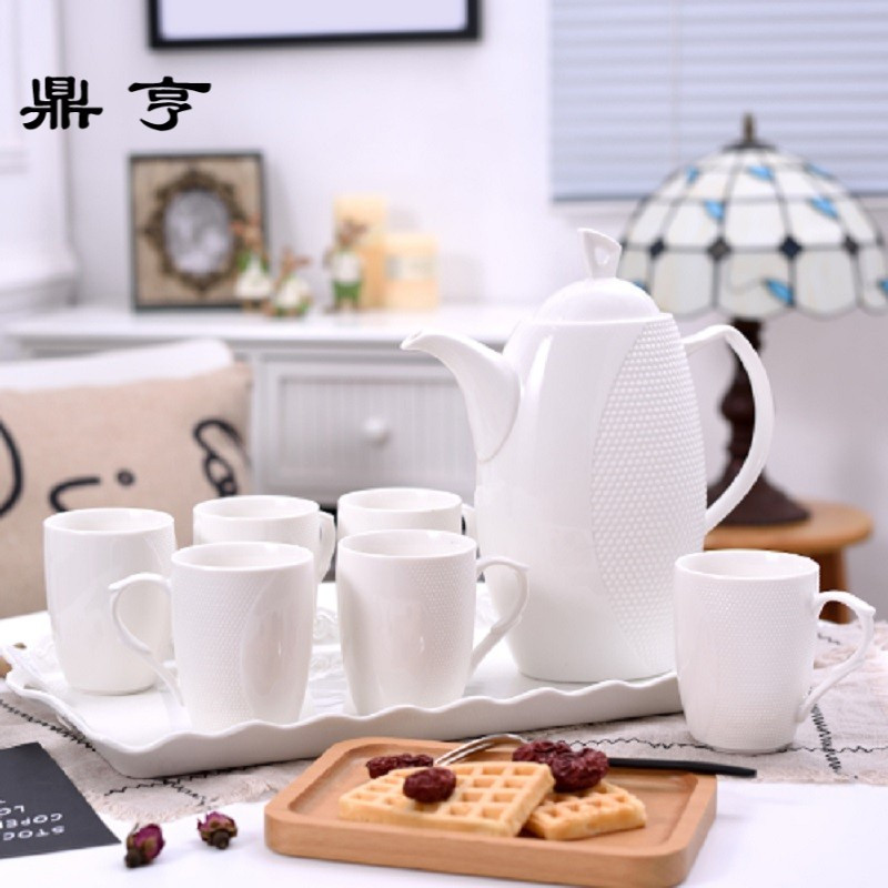 鼎亨家用陶瓷水杯欧式茶具耐热冷水壶陶瓷水具套装骨质瓷泡茶壶茶