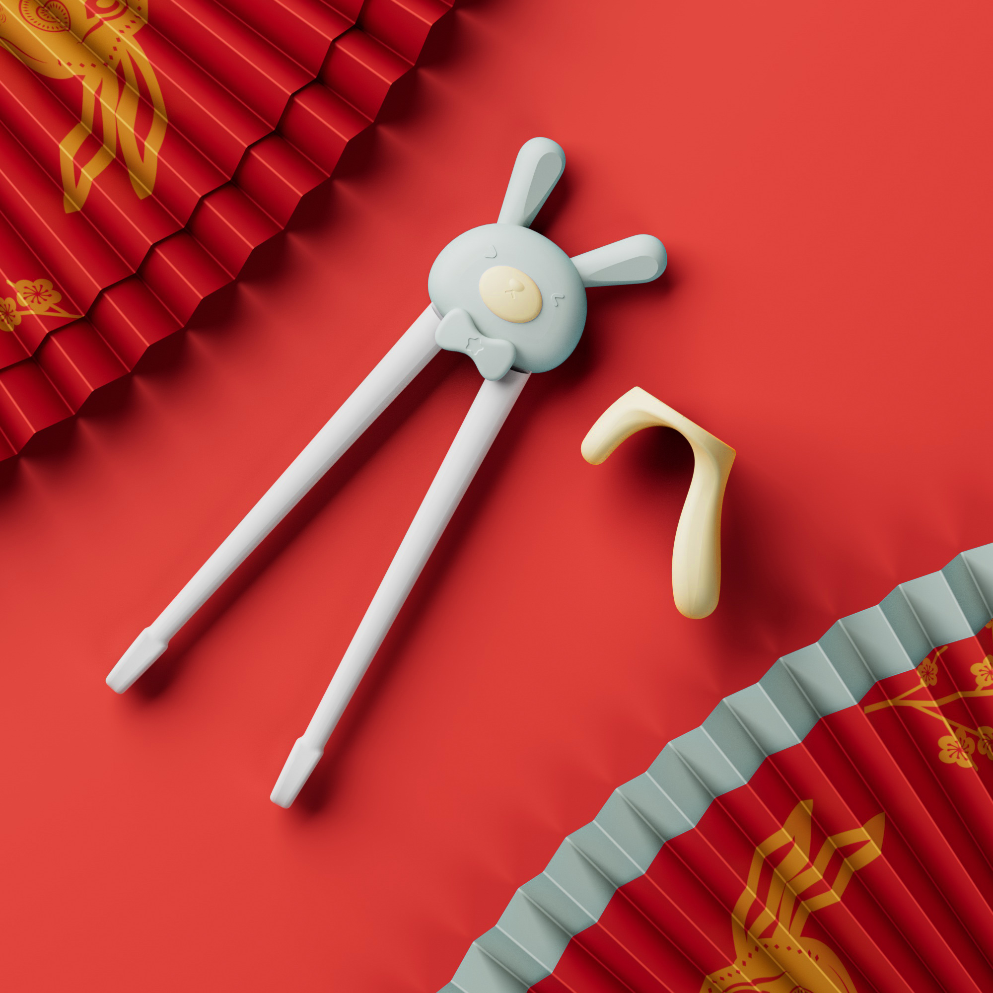 如山儿童筷子宝宝学习幼儿练习虎口训练筷勺二段2 3 4 6-12岁餐具 左右手训练筷（薄荷绿）