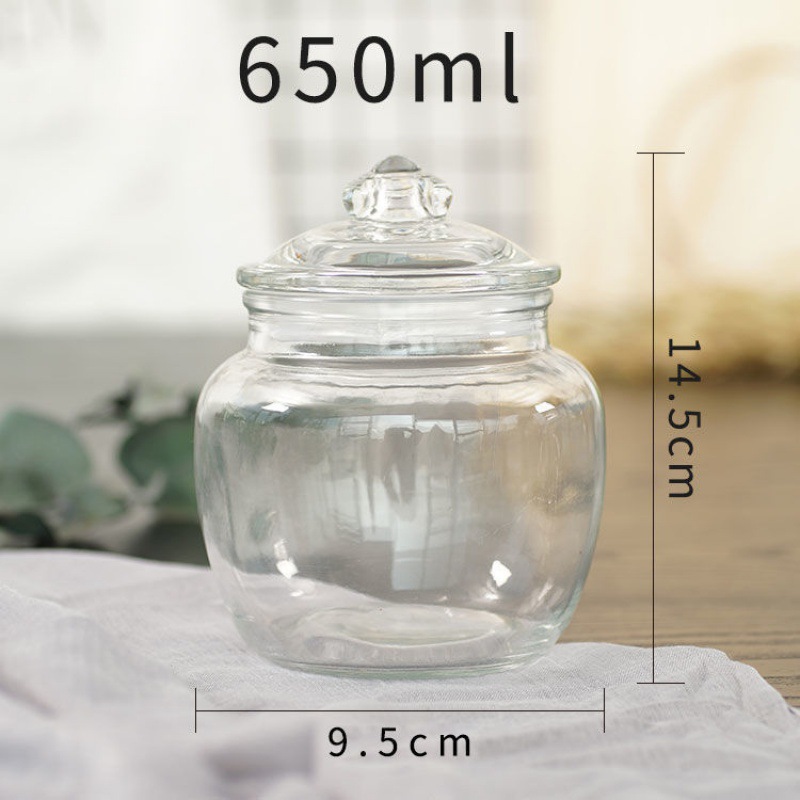 小窝厘 650ml透明玻璃密封储物罐 光身款9.5*14.5cm(10个装)