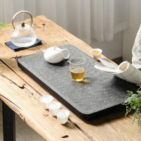 領藝 乌金石茶盘茶台办公家用天然简约大号石头小茶台茶海不含茶具 无界乌金石50x25