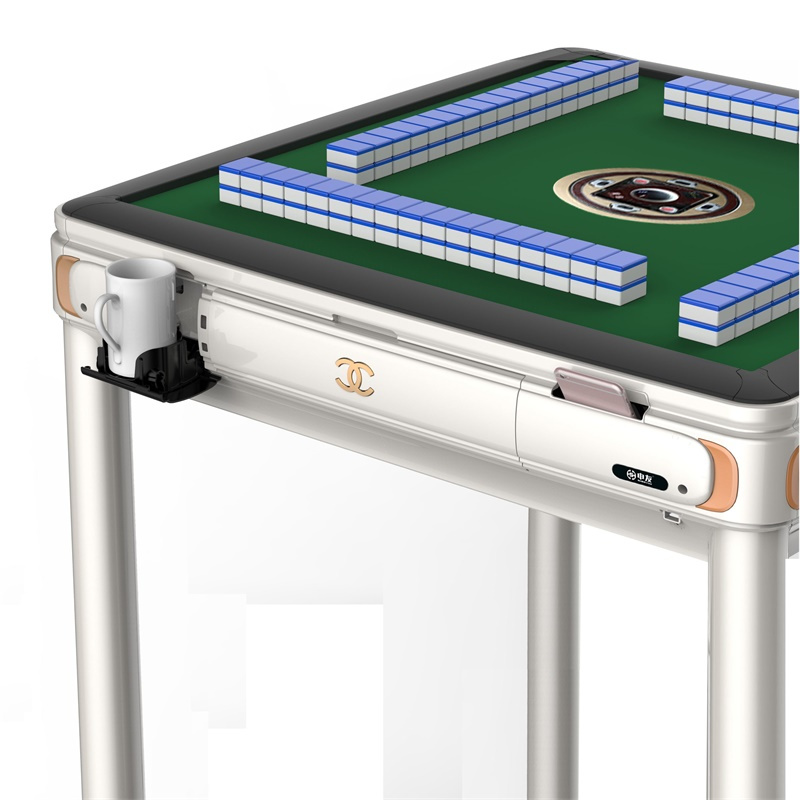 兴乐全自动麻将机仿木纹深色黑色或全白色麻将桌中式餐桌配盖板和充电