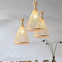 四元素3头竹编灯宣传板组合餐厅茶楼使用E27