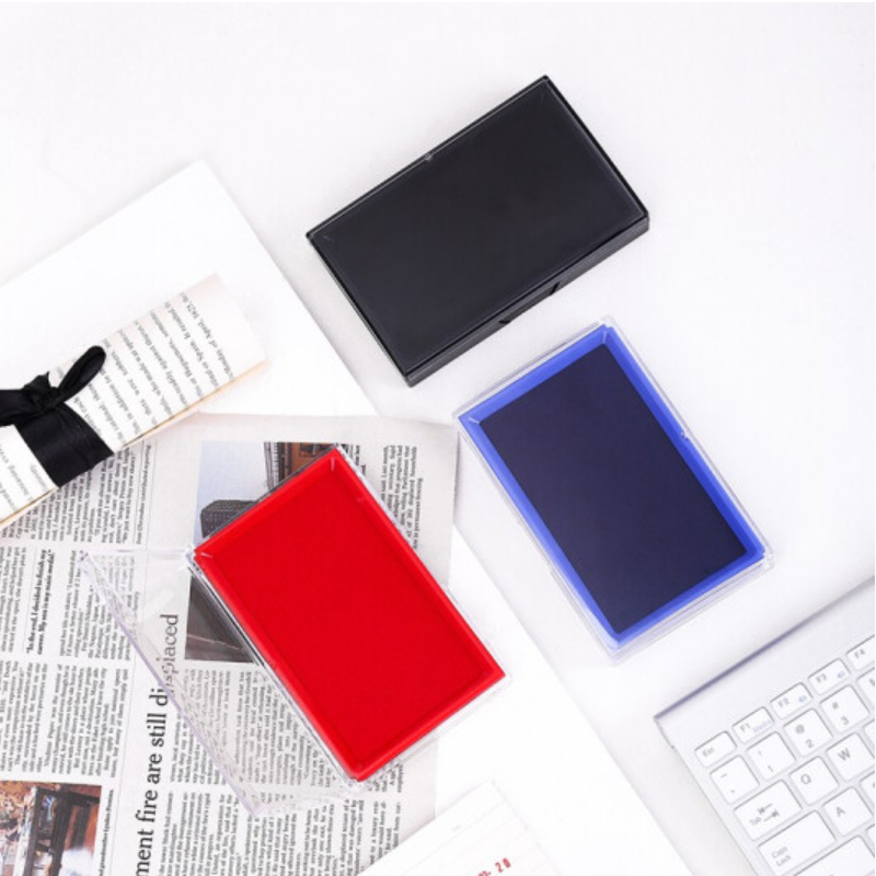 得力9864 印台 透明外壳方形快干印台印泥 办公用品 红色