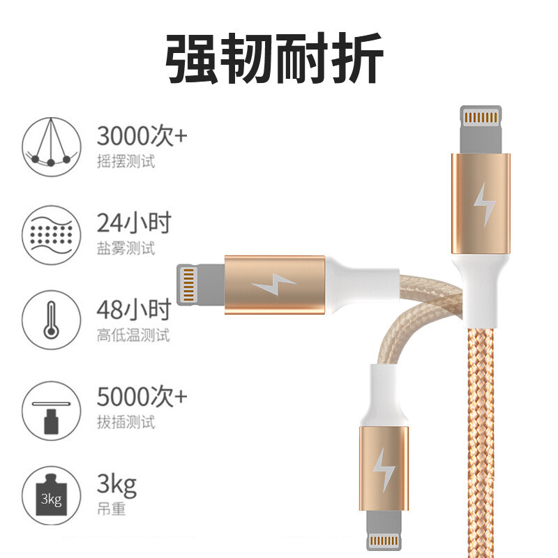 DBUE 数据线三合一苹果充电器线一拖三Type-c安卓iPhone14华为Mate40/p50小米1米适用[五条起售]