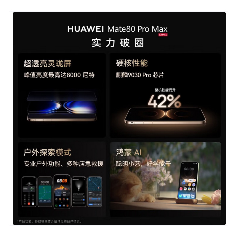 HUAWEI Mate80 Pro Max 16GB+1TB 极昼金 麒麟9030 Pro 第二代红枫影像 鸿蒙AI 户外探索模式 直屏旗舰手机高清大图