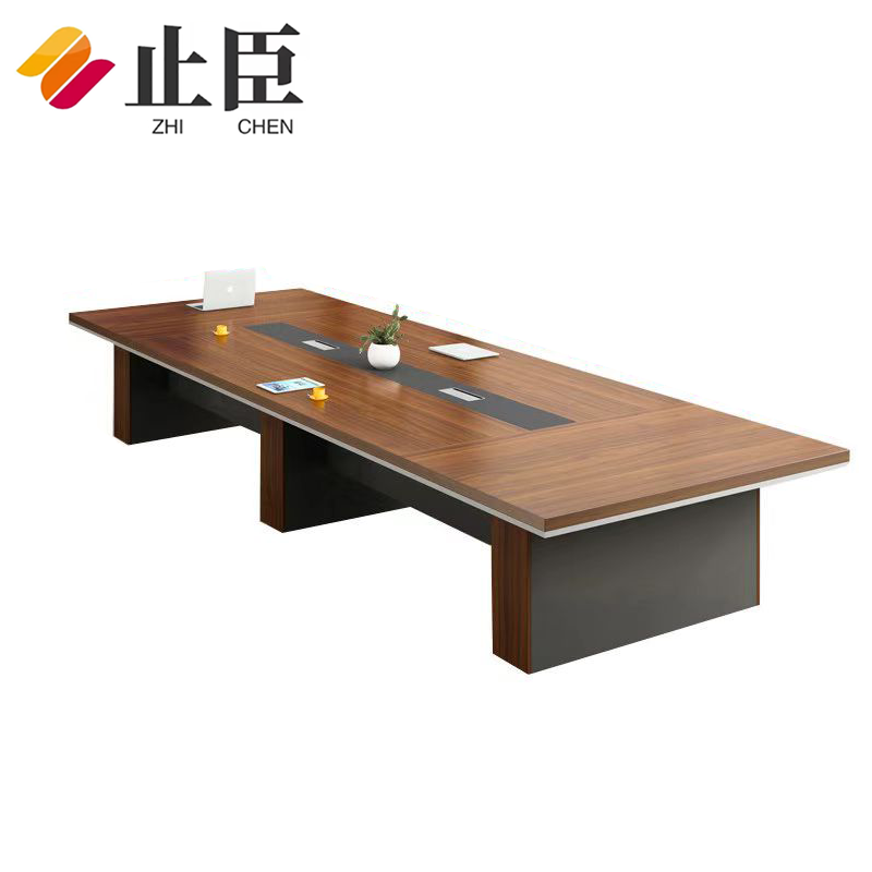 止臣 会议桌 现代简约会议桌接待洽谈桌培训桌贴木皮会议桌长条桌 3.0*1.5 米