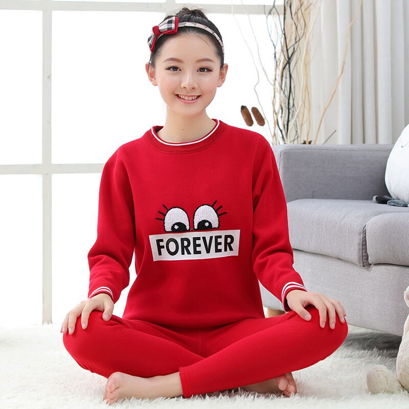 波迷娜(BOMINA)保暖内衣女套装可外穿少女高中学生打底衫秋衣全棉冬季