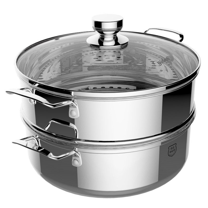 美的蒸锅zg28z03不锈钢二层家用蒸锅28cm