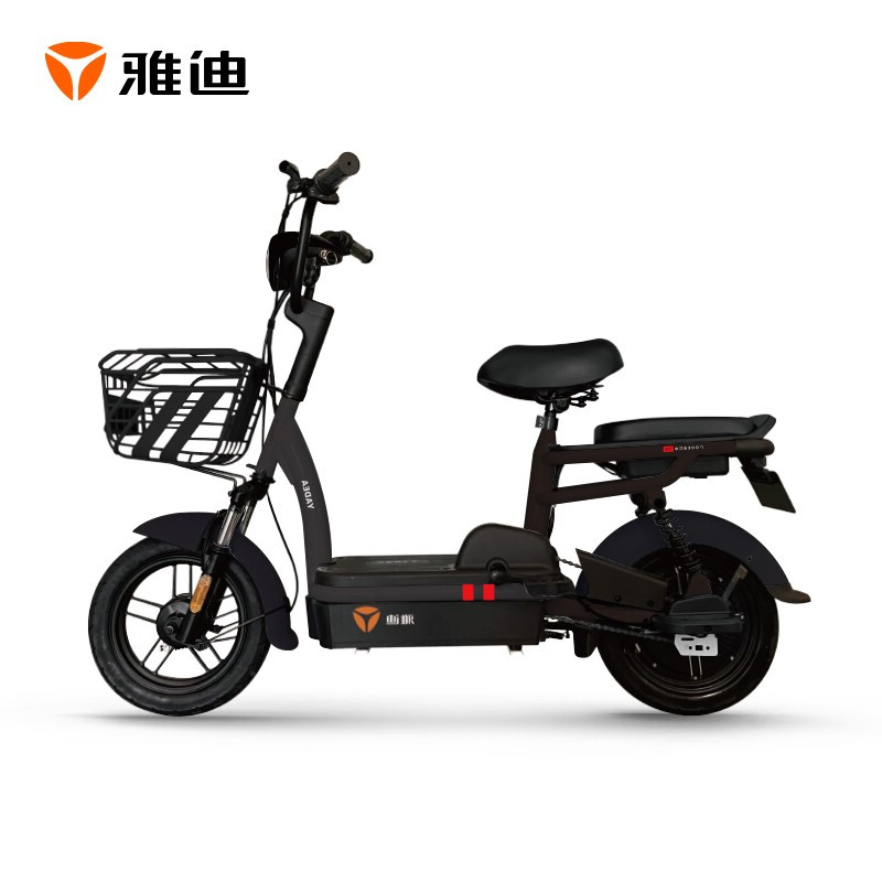 雅迪新款电动车乐萌48V12Ah铅酸电池电动自行车轻便代步小型电瓶车白色