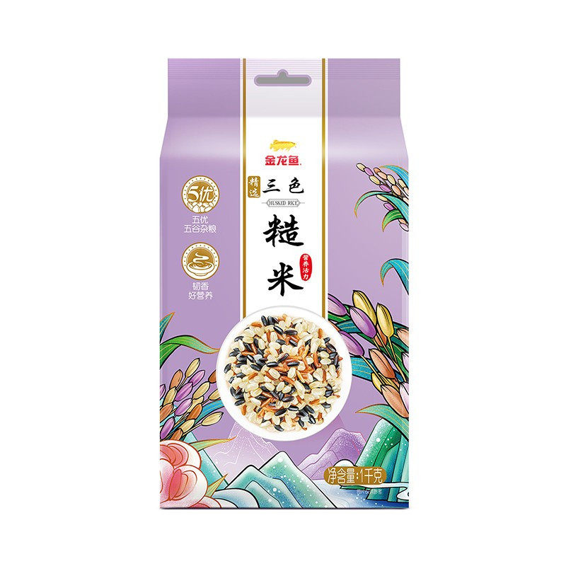 金龙鱼 精选三色糙米 1kg*2 黑米 红米 糙米 五谷杂粮 粗粮高清大图