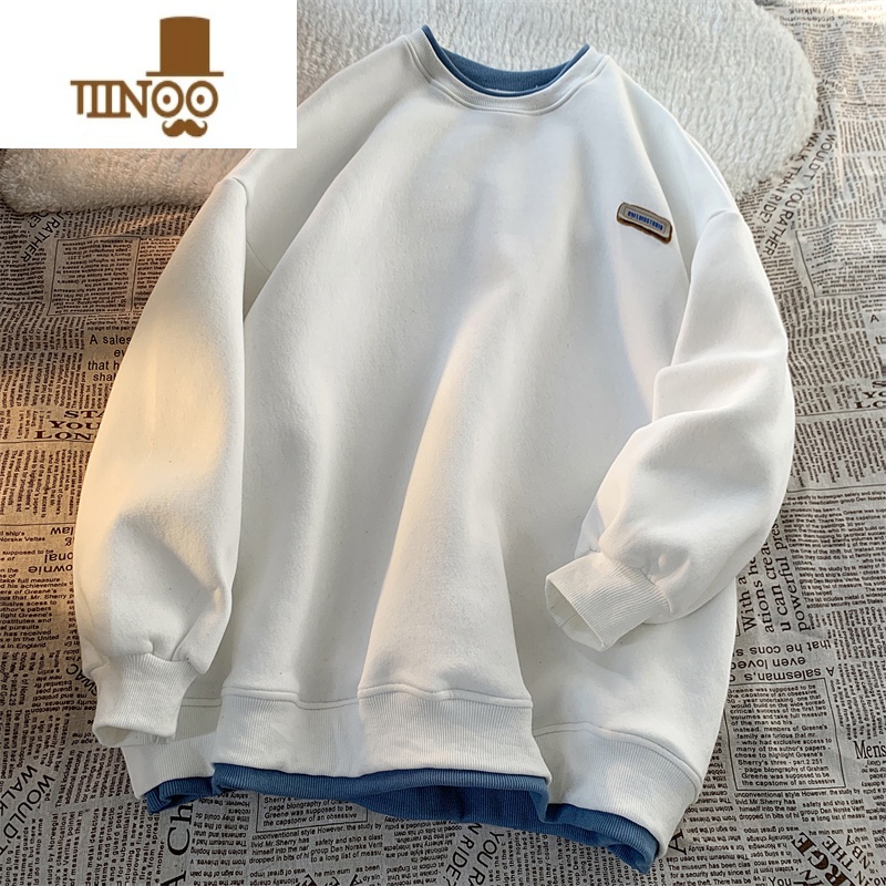 YANXU假圆领卫衣男士2023新款男装vintage潮牌长袖T恤上衣服高清大图