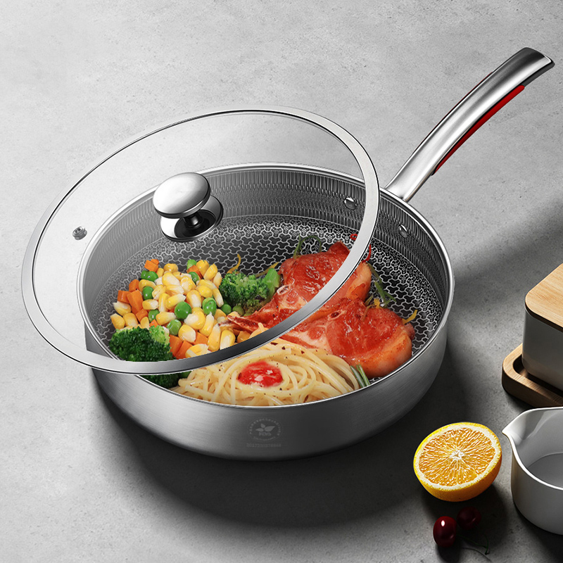 康巴赫旗舰款第四代不锈钢炒锅不粘锅全套锅具套装组合 四代炒锅+汤锅高清大图