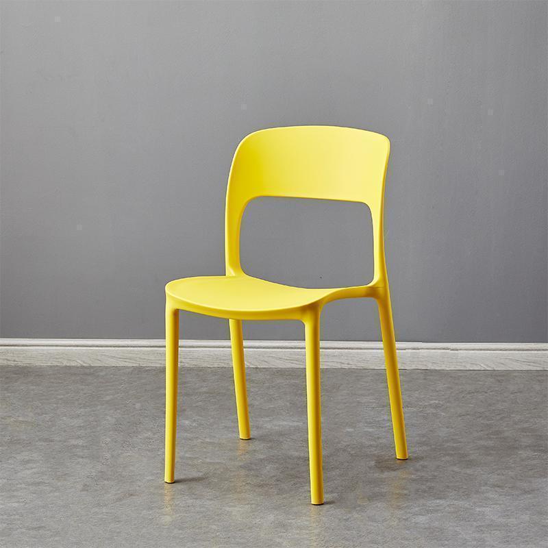 汐岩北欧简约现代餐椅加厚塑料椅子时尚休闲椅家用成人餐厅靠背椅凳子 黄色(出口版）