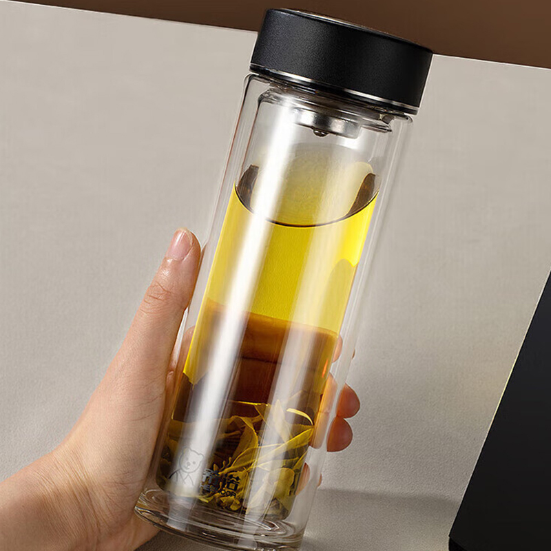 希诺玻璃杯320ml双层便携耐用XN-6616(颜色随机)高清大图