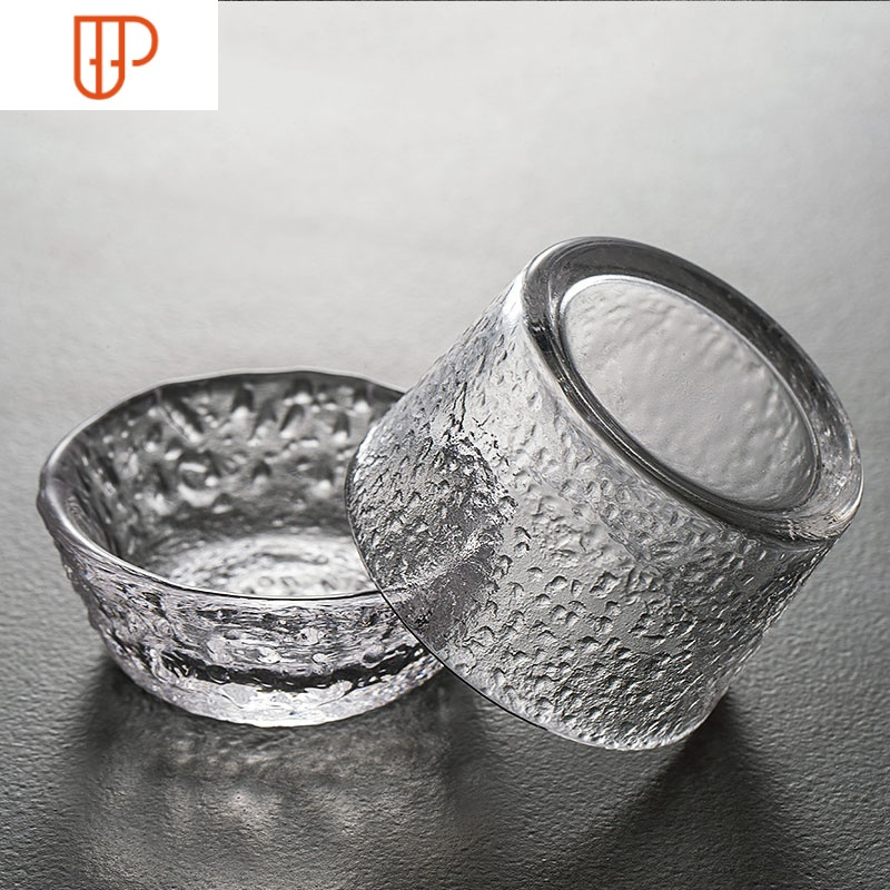 日式锤纹杯主人玻璃品茗杯功夫茶具金边建盏小茶碗家用加厚水杯国泰家