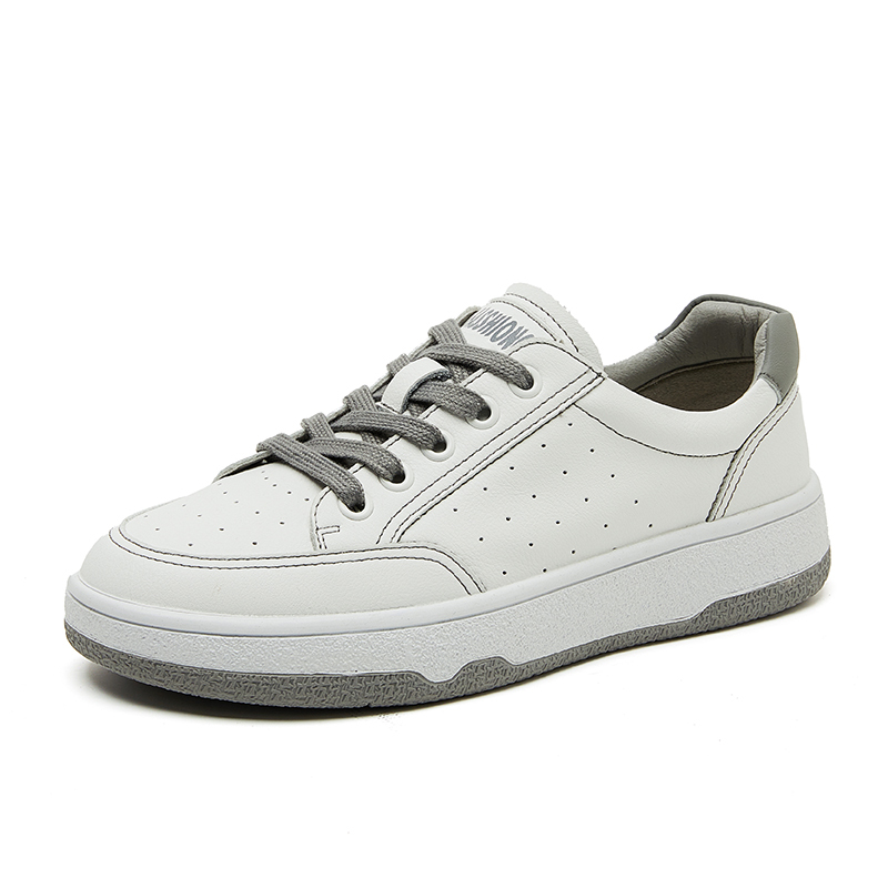 她他之城小白鞋春季新款百搭休闲松糕底厚底白色板鞋真皮小白鞋女厚底