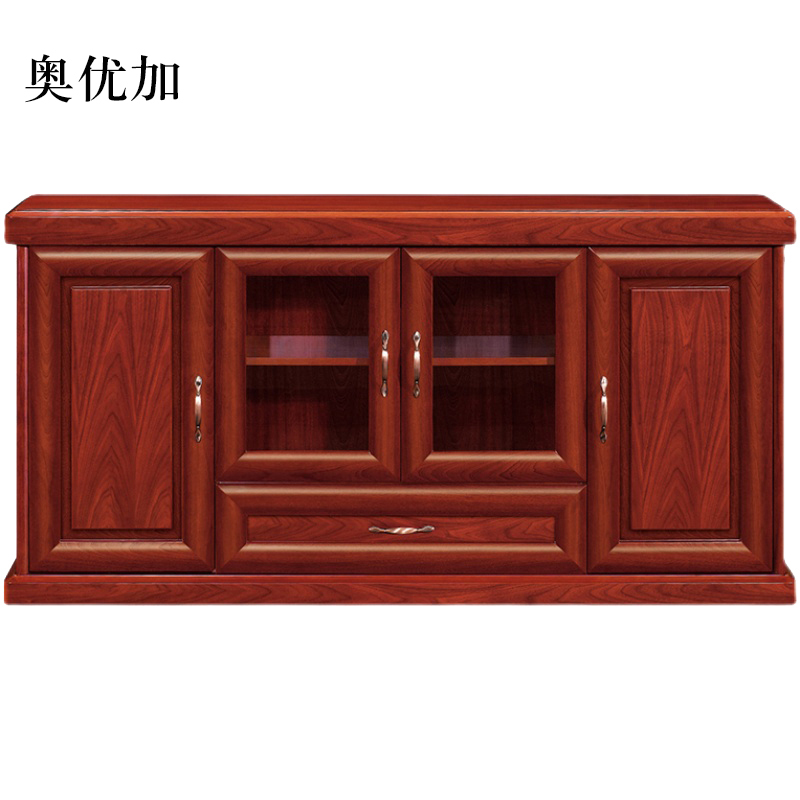 奥优加胡桃色餐边柜简约茶水柜四门1600*400*800