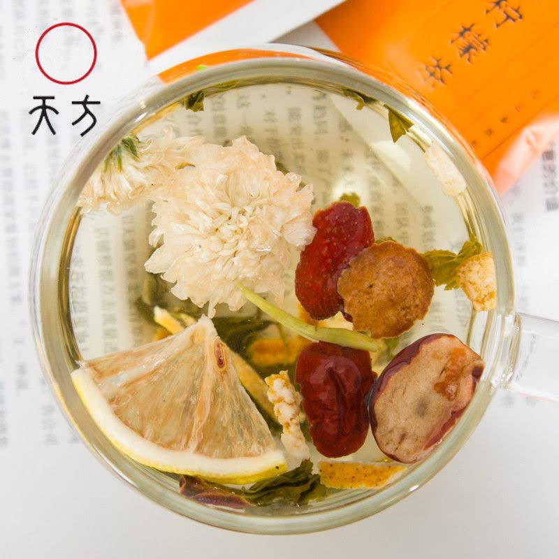 [内含10小袋]天方茶叶120g八宝茶柠檬茶 内含冰糖 红枣 山楂 菊花 陈皮 绿茶 金银花 柠檬片等组合花草茶图片