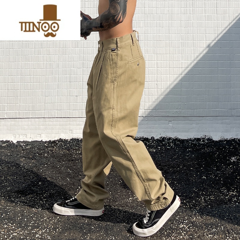 YANXU潮艺品 美式潮牌直筒工装裤男生宽松潮牌街头流行情侣休闲长裤ins高清大图