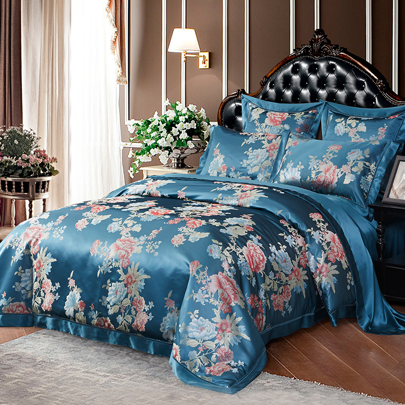 丝煌真丝四件套100%桑蚕丝重磅色织婚庆丝绸床上用品欧式床品套件