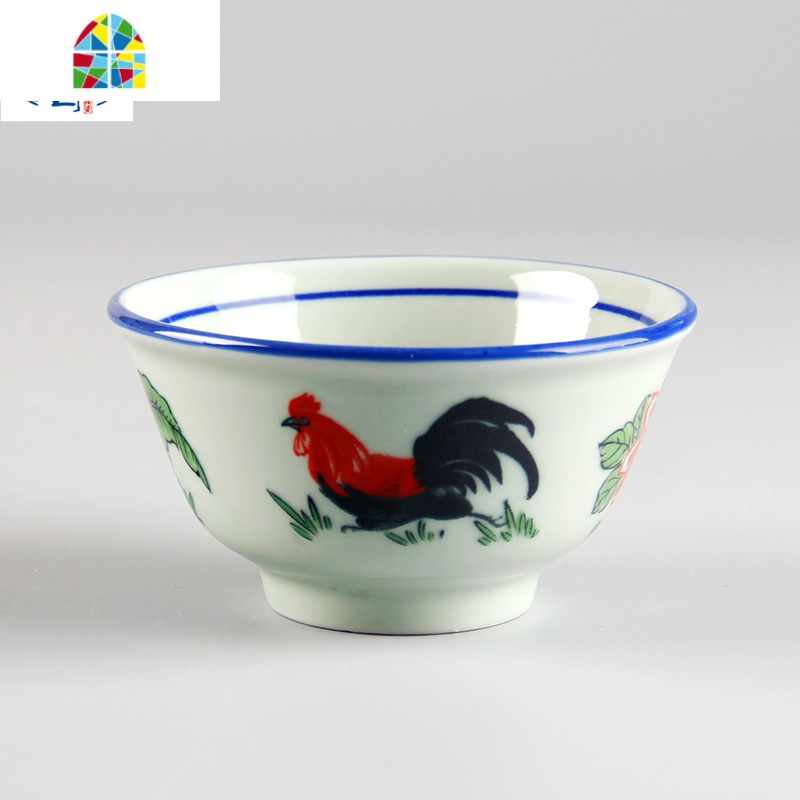 大埔陶瓷青花葵斗中式鸡公碗厚实防烫公鸡碗fenghou1个装视频