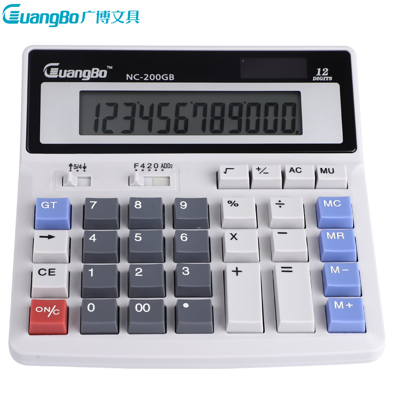 广博(GuangBo)NC-200GB桌面型计算器 12位大屏幕 双电源财务计算机电脑键盘算数器办公用品财务用品 计数器高清大图