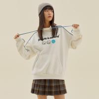 美特斯邦威半高领撞色卫衣女宽松新款冬季立领韩版百搭上衣女