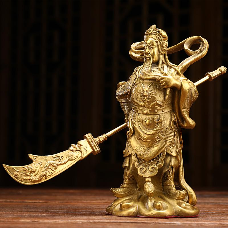 美帮汇铜关公摆件 铜关羽武佛像关二爷 铜伽蓝护法菩萨佛像高清大图