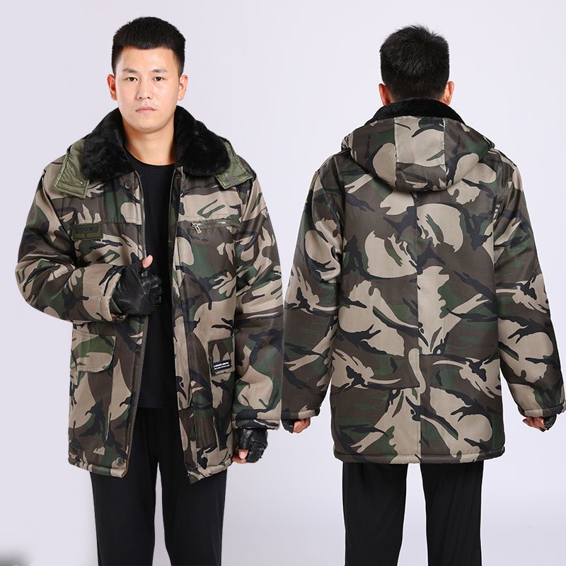 冬季迷彩棉服大衣加绒加厚劳保干活工地男士工装工作服棉大衣外套莎丞
