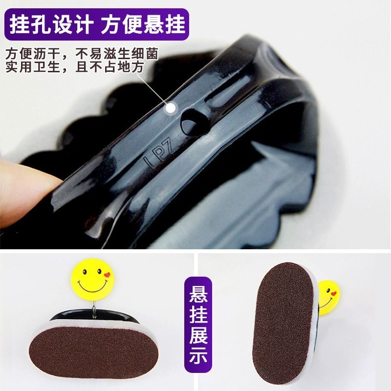 带手柄金钢砂金刚砂锅底多功能海绵擦魔力厨房去污清洁刷锅刷强力--【随机色#带手柄#有效去除污渍】5个装高清大图