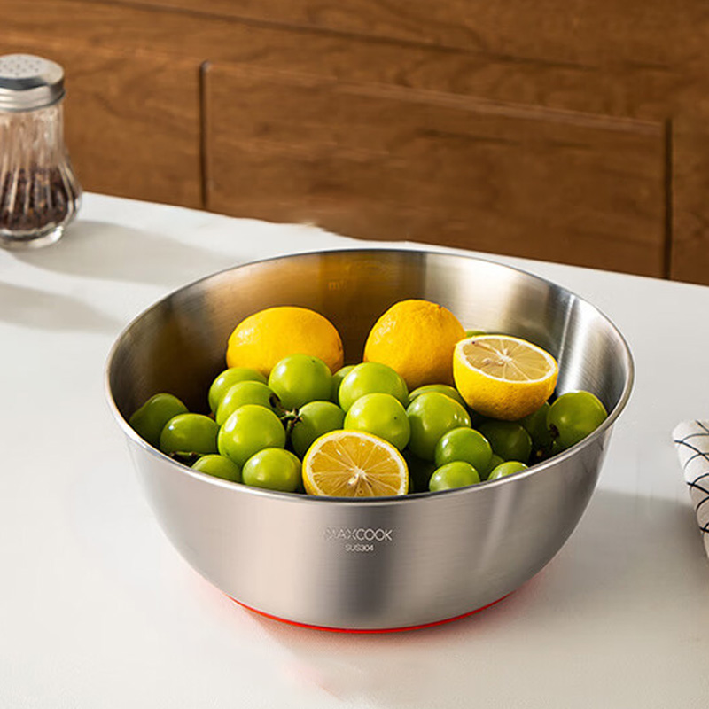 MAXCOOK美厨碗25cm304不锈钢硅胶底MCWA4669高清大图