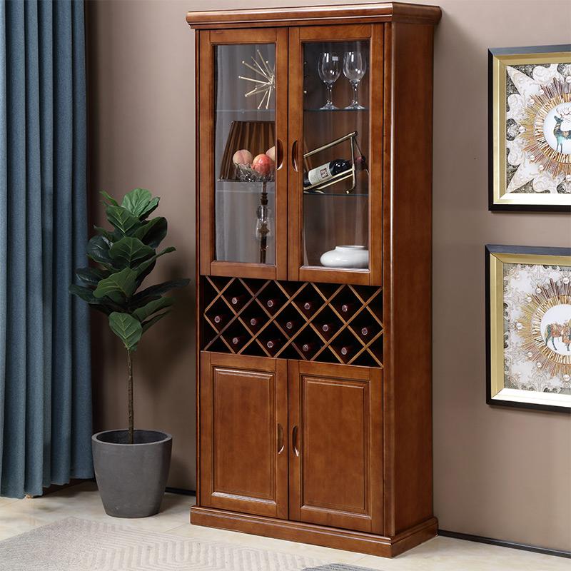 全实木橡木酒柜中式客厅橱柜 两餐边柜 86厘米储物高柜定制 参数