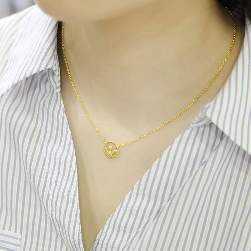 金地珠宝 皇冠圆圈黄金套链 足金9999金项链女款报价_参数_图片_视频_