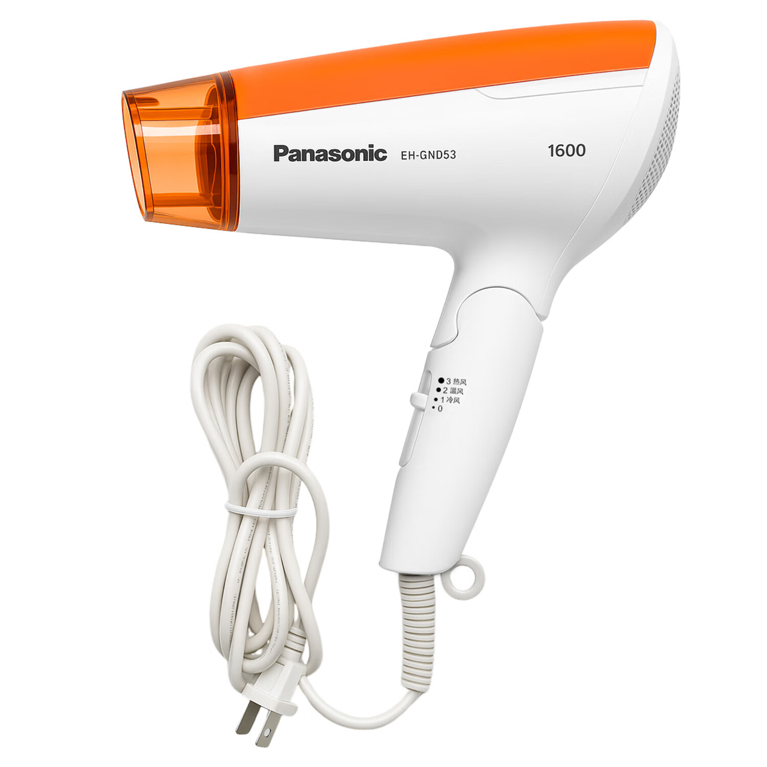 松下(Panasonic)电吹风机学生宿舍小巧便携负离子护发家用高速吹风筒恒温速干 橙白[1600W大功率]GND53高清大图