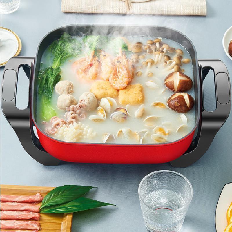 美的(Midea)多功能锅家用宿舍5L电煮锅家用电锅蒸煮饭烧烤锅 红色