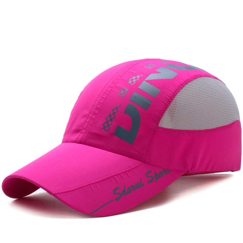 慕熙威尔帽子男夏天薄遮阳鸭舌帽户外速干帽女休闲透气防晒钓鱼太阳棒球帽 玫红色