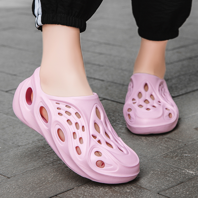 苏芈春季休闲洞洞鞋男白色凉鞋厚底包头泡沫鞋轻便雨天塑胶鞋防水雨鞋