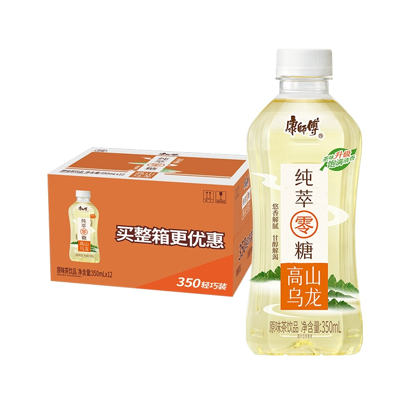 康师傅 纯萃零糖高山乌龙350ml*6瓶装 原味茶饮料饮品