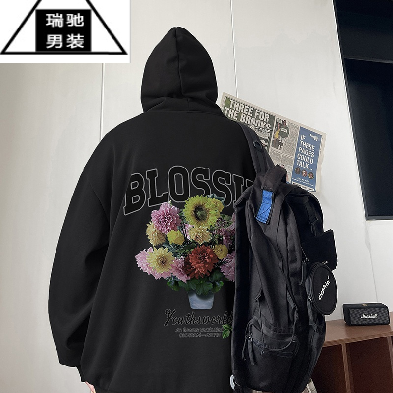 希杰狮王连帽卫衣男士春秋季2023新款潮牌美式高街情侣秋装上衣服外套