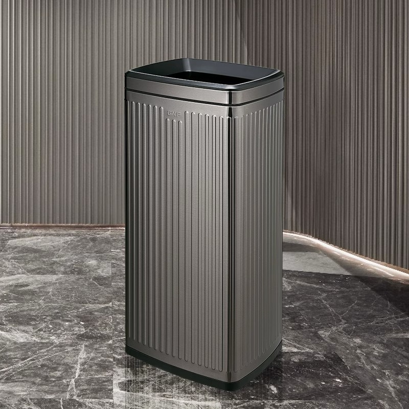 GNF不锈钢垃圾桶30升酒店洗手间无盖走廊电梯口商用大号直投 SF30-F07黑金