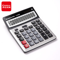 齐心C-1232M计算器 银色 太阳能双电源 12位办公财务专用电脑按键大屏幕 舒视办公商务计算机调可视角度